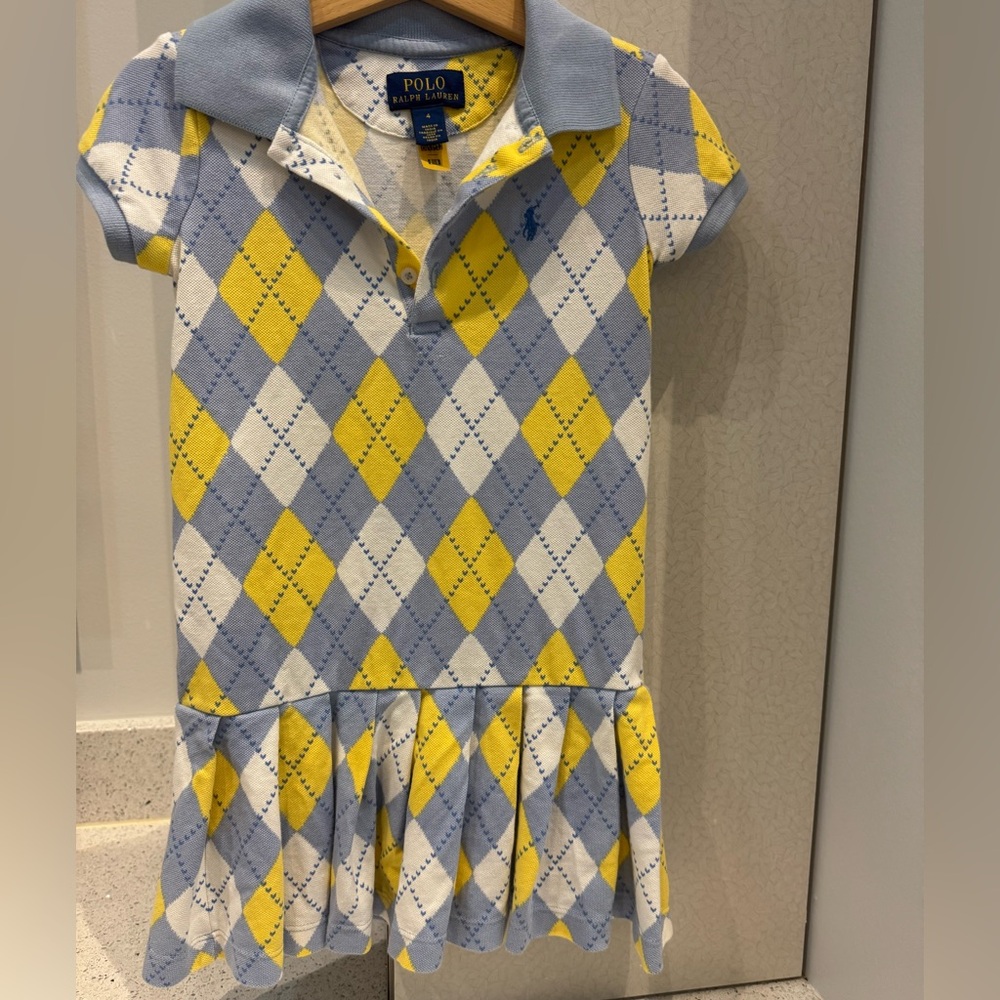 Polo by Ralph Lauren Blue and Yellow Knit Girls 4T